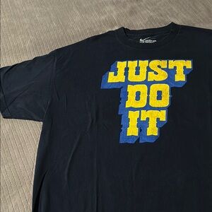 Nike Black T-Shirt with Yellow and Blue Print